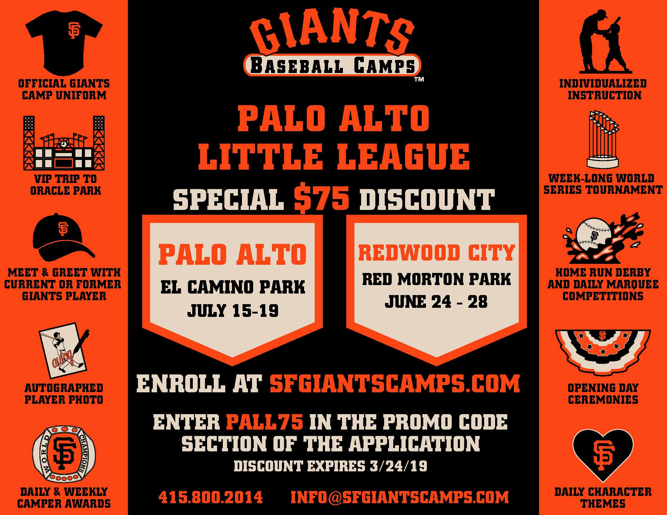 Giants Baseball Camps-PaloAlto LL Discount Flyer